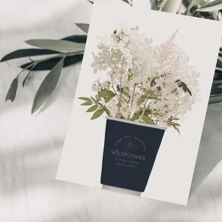 Postkarte / Blumen im To Go Becher