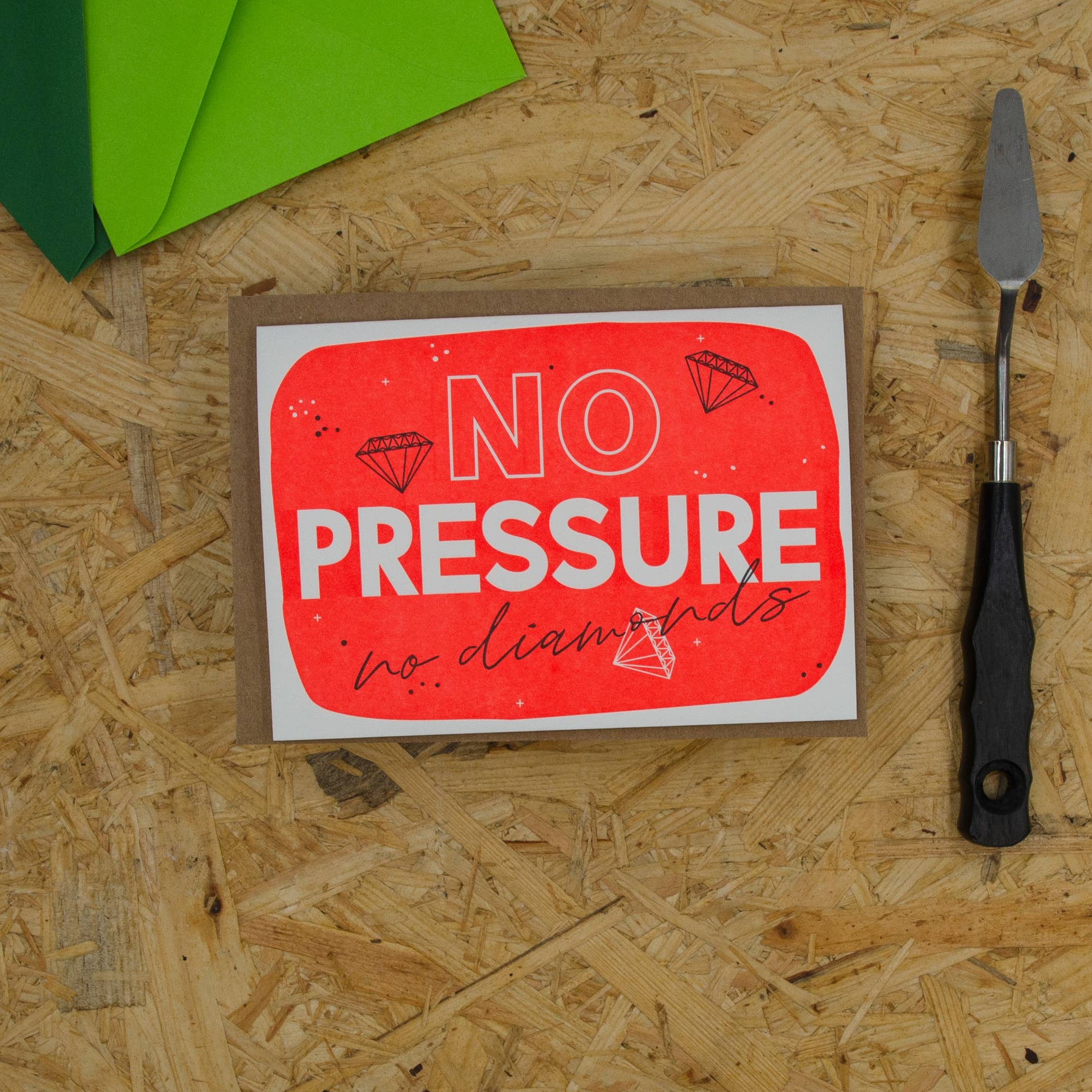 No pressure / Letterpress Karte mit Umschlag