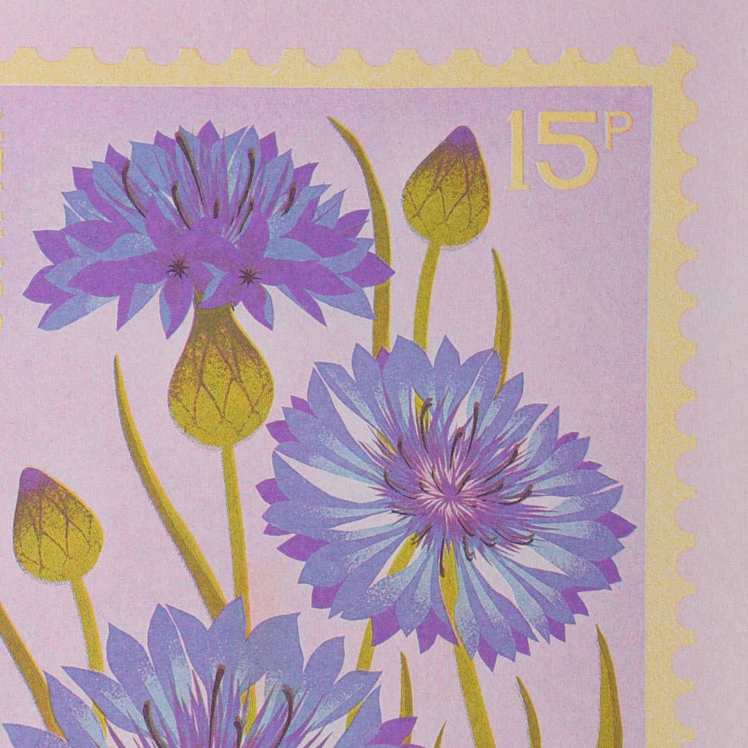 Riso Art print / A5 / Kornblume / Briefmarke - Togethery