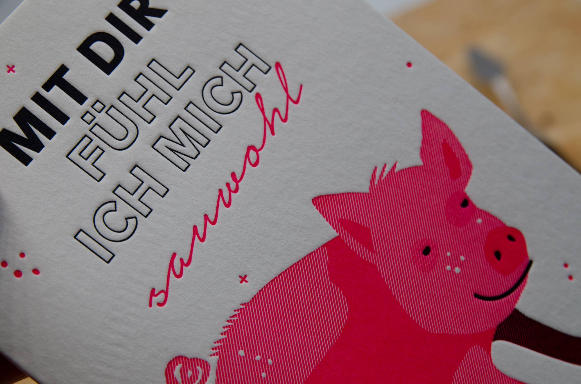 Sauwohl / Letterpress A6 Klappkarte mit Umschlag