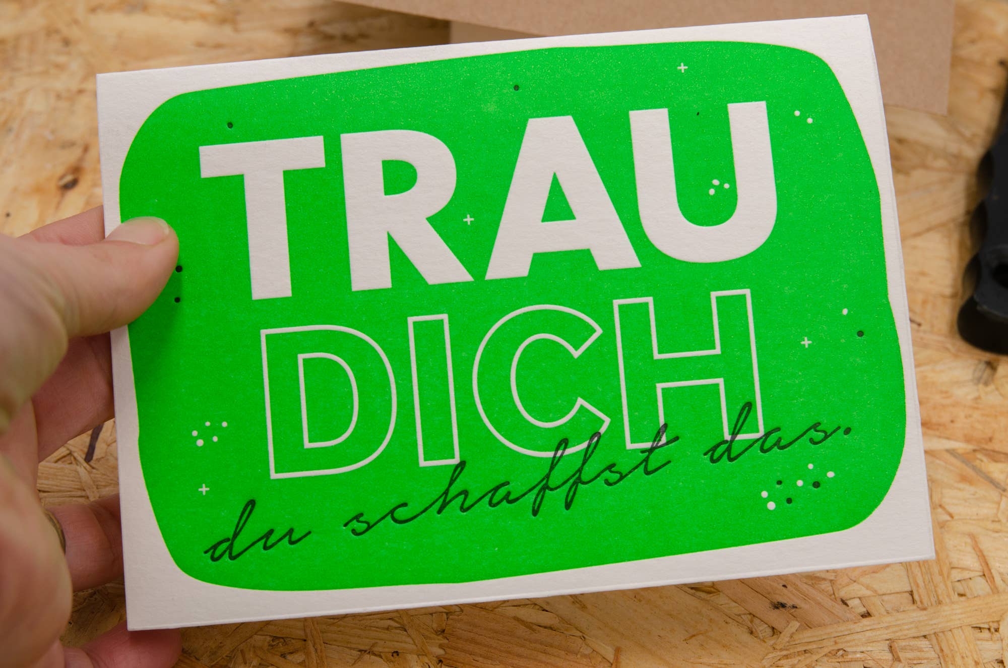 Trau Dich / Letterpress Grusskarte mit Umschlag