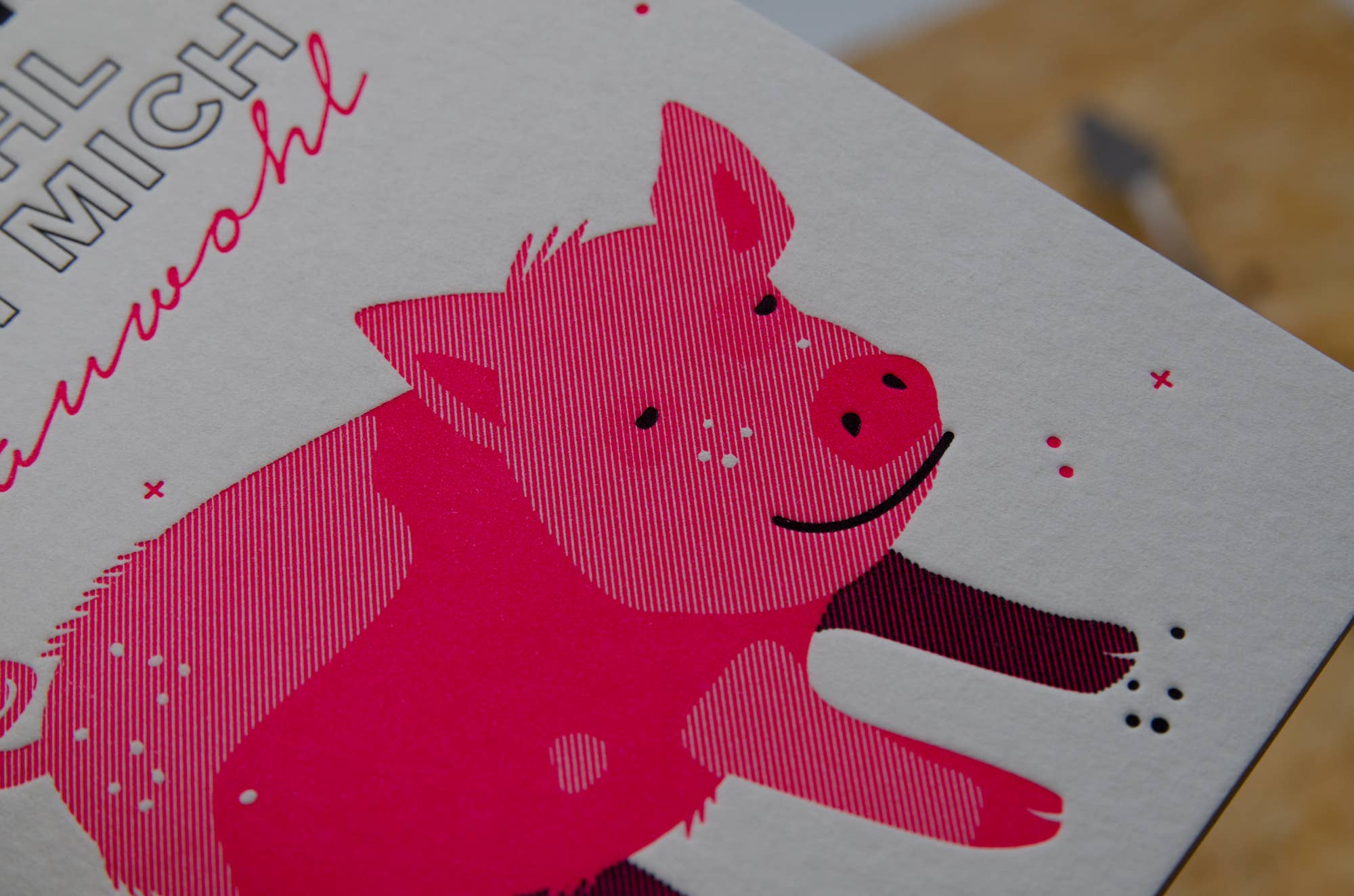 Sauwohl / Letterpress A6 Klappkarte mit Umschlag