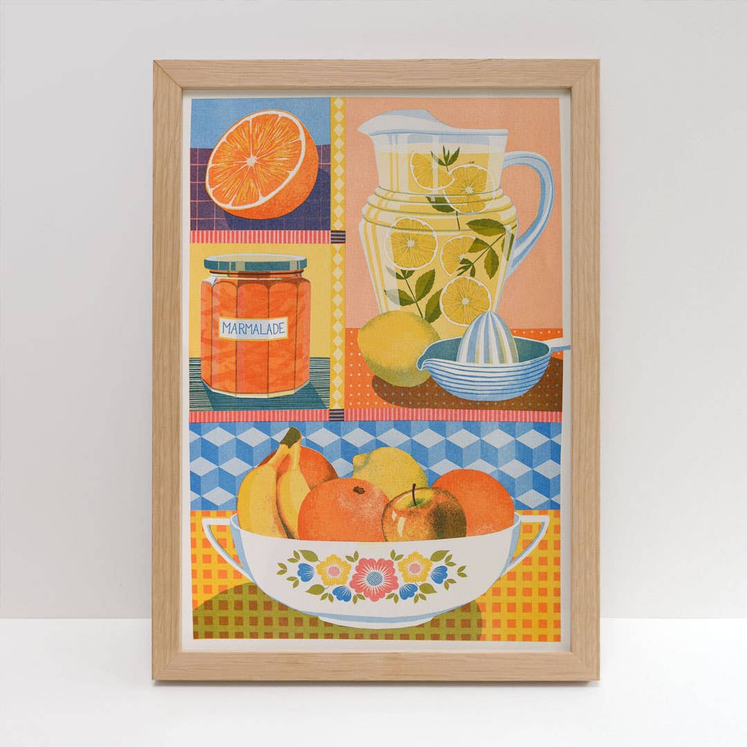 Riso Art Print / A3 / Orange & Zitrone - Togethery