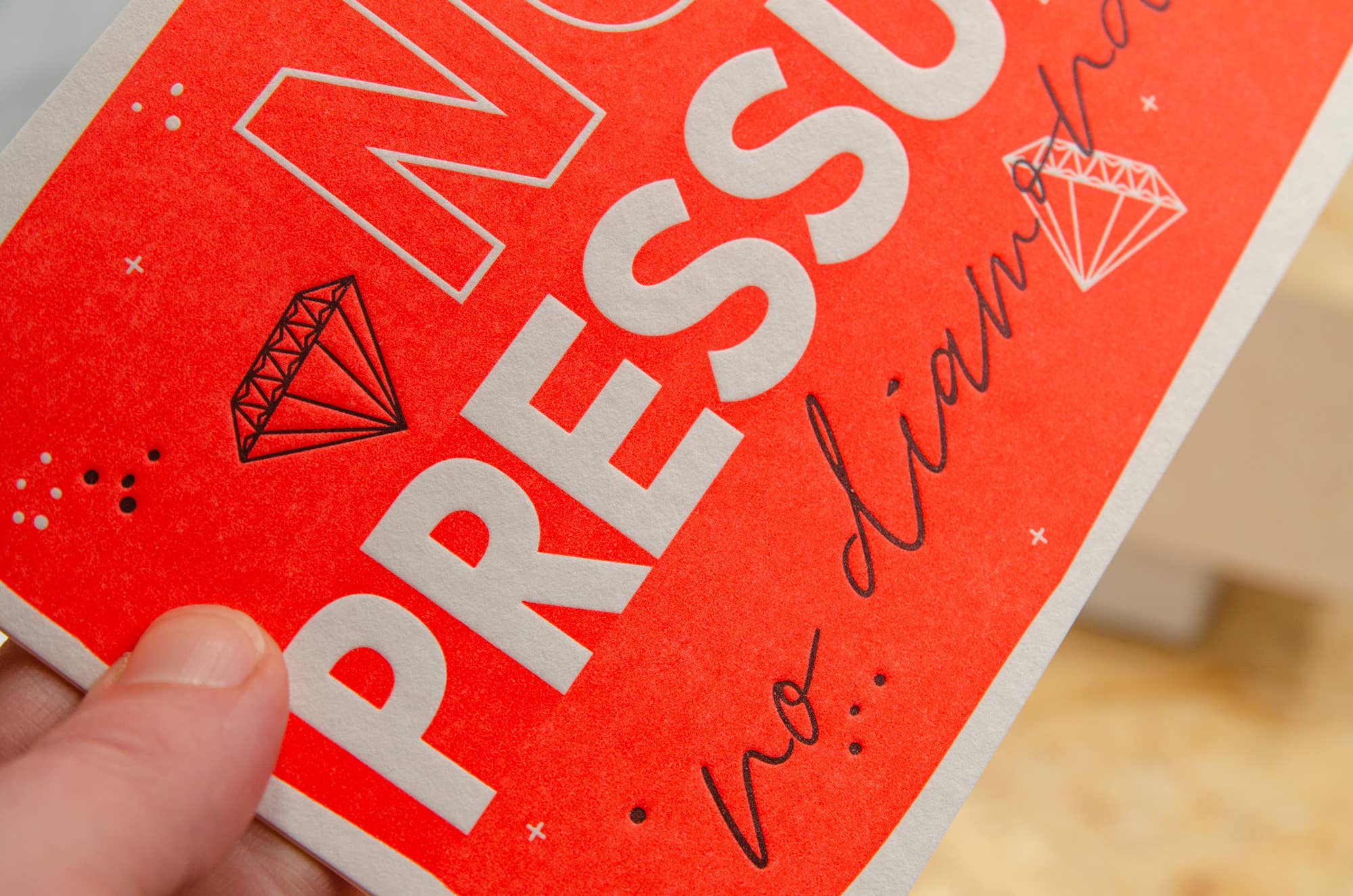 No pressure / Letterpress Karte mit Umschlag