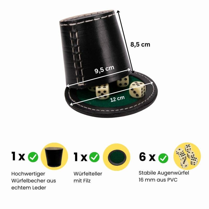 Würfelbecher mit 6 Würfeln / Kniffel