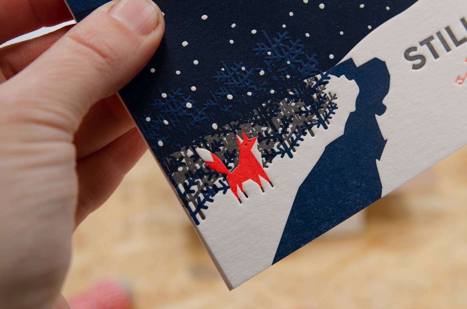 Stille Nacht / Letterpress Grusskarte mit Umschlag