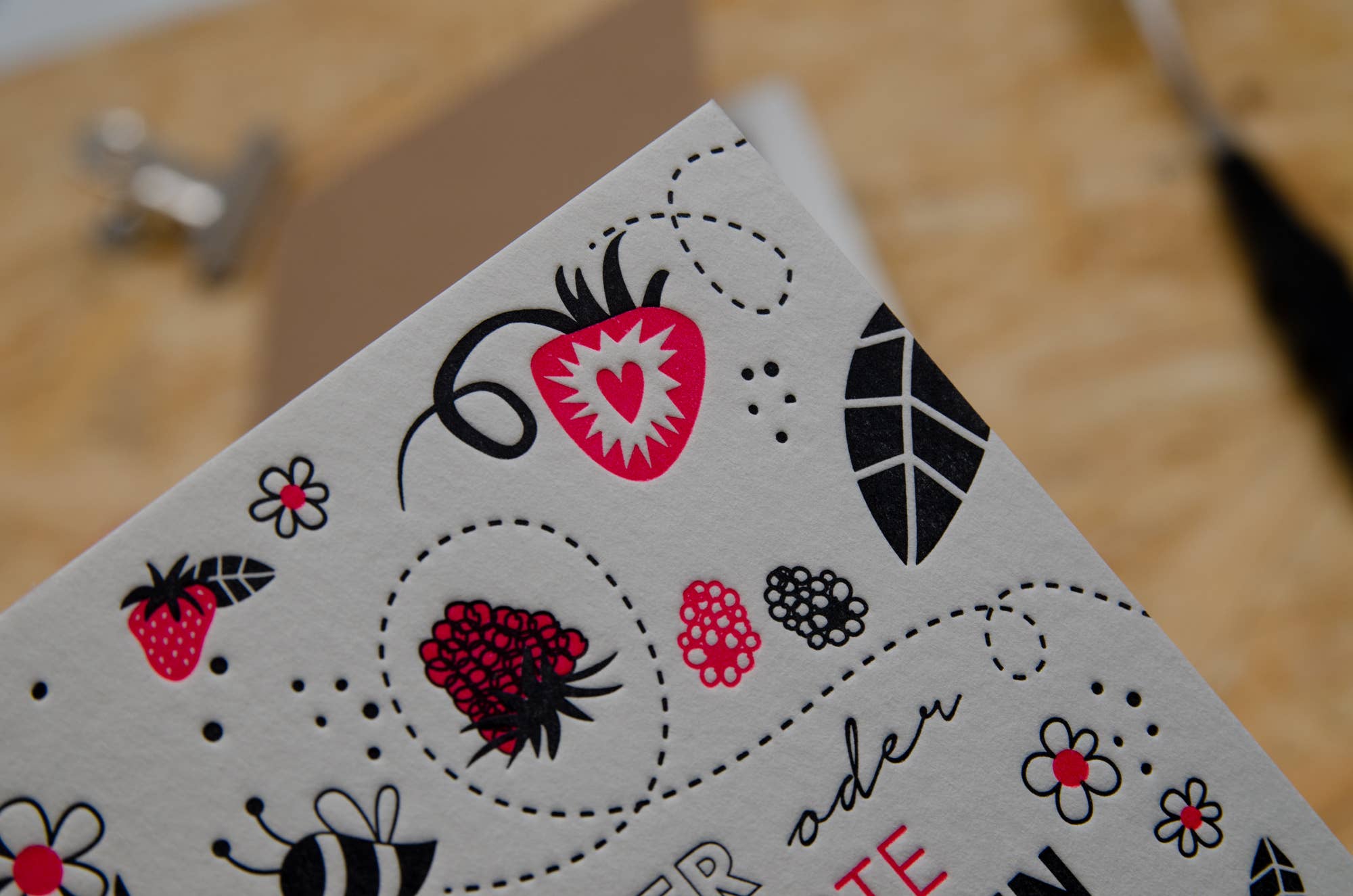 Kuchenliebe / Letterpress A6 Klappkarte mit Umschlag