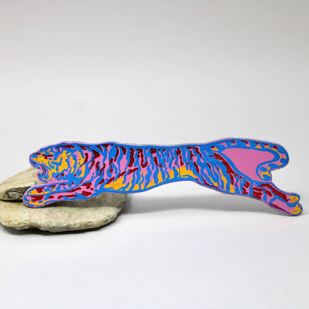 Lesezeichen aus Leder Tiger