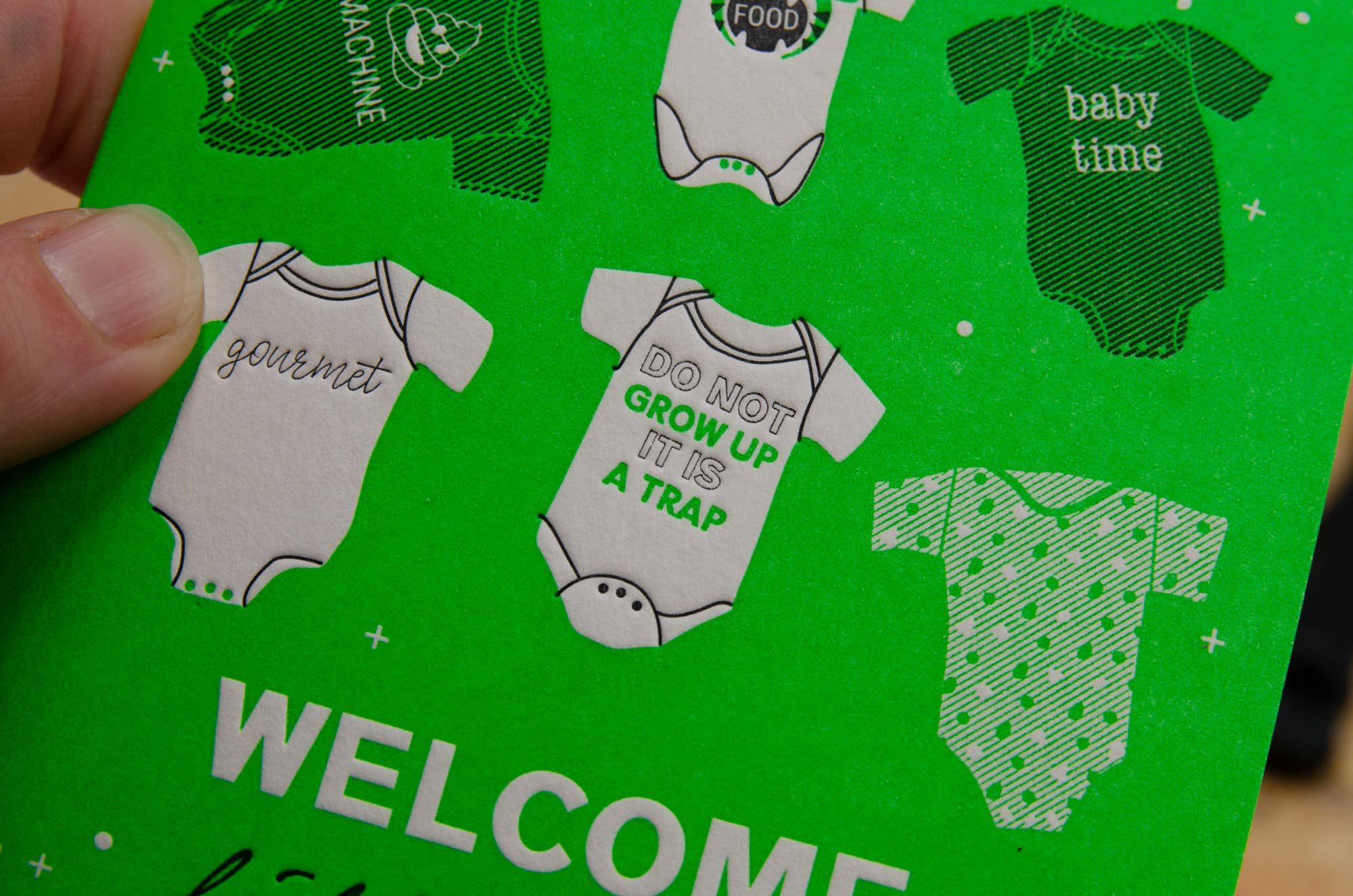 Baby Body / Letterpress Karte mit Umschlag / zur Geburt