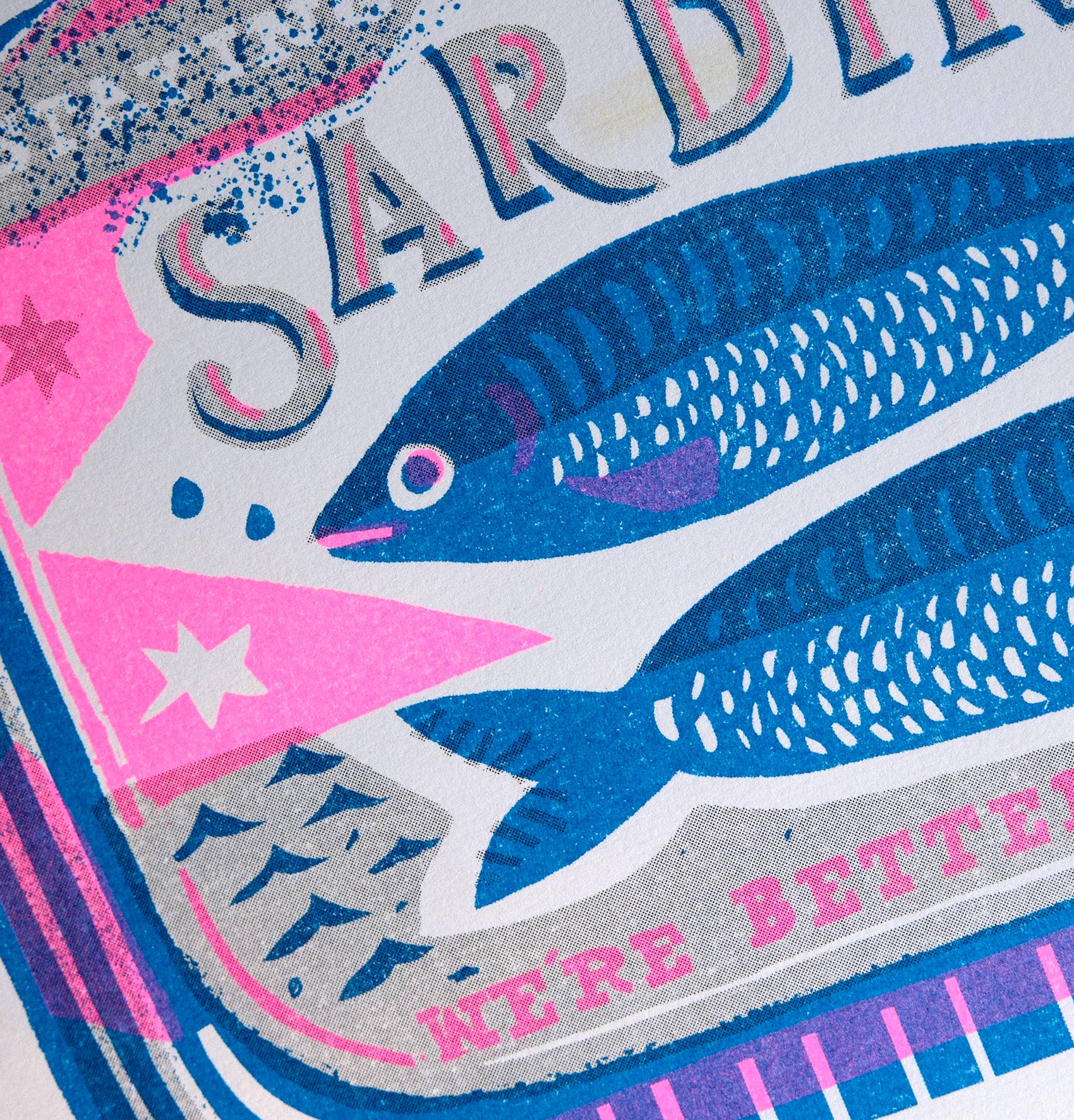 Kunstdruck mit Sardinen im Format / A4 / Risographie - Togethery