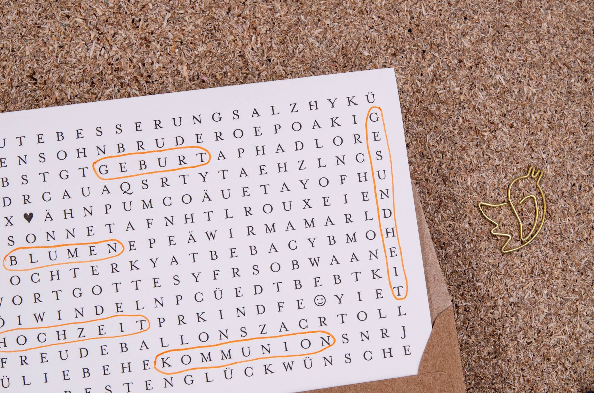 Alleskönner / Wortsuchrätsel / Letterpress A6 Klappkarte