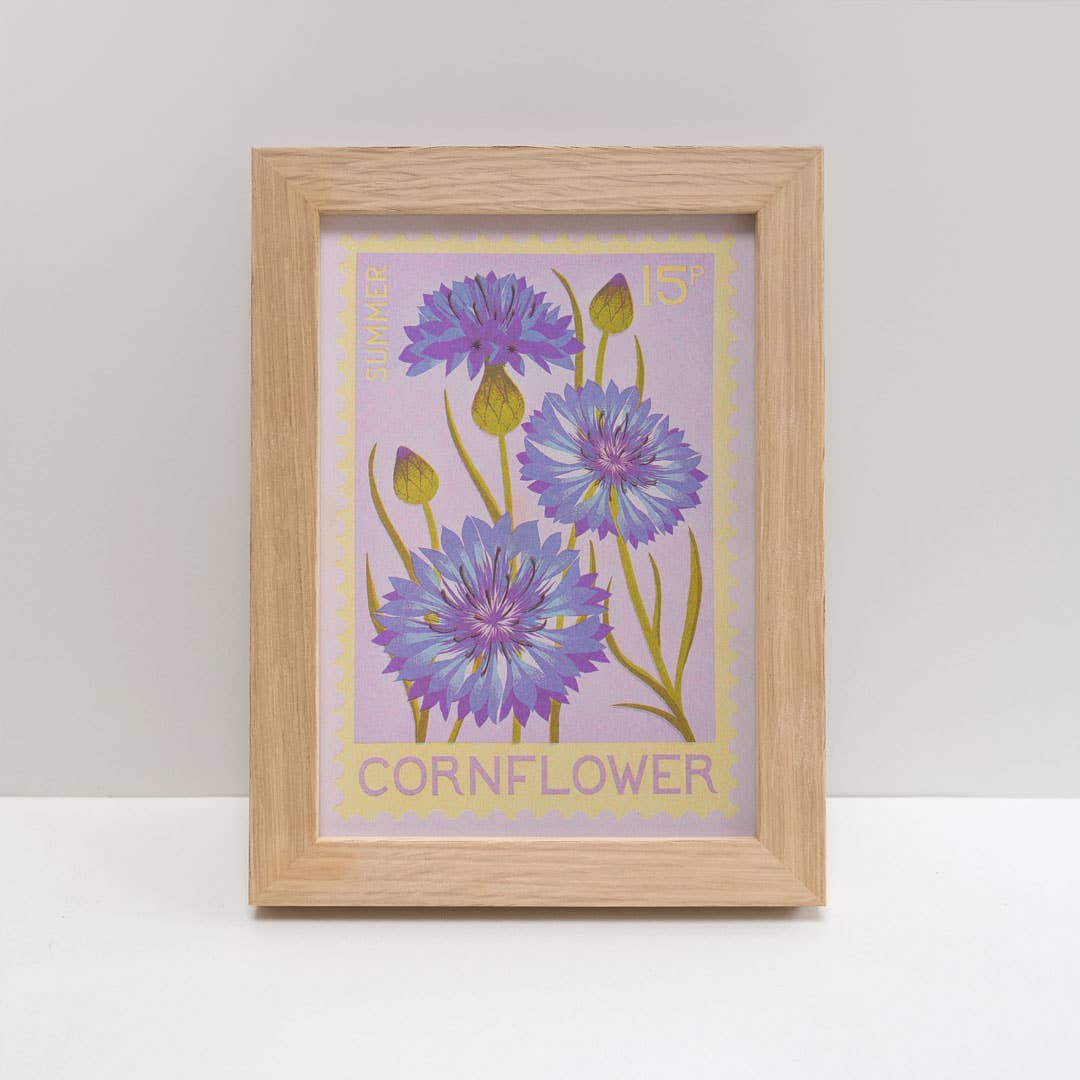 Riso Art print / A5 / Kornblume / Briefmarke - Togethery