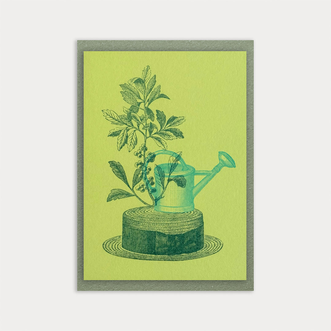 Karte mit Umschlag / Hut mit Gießkanne / Premium Gmund Papier - Togethery