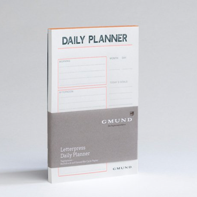 Gmund Letterpress Daily Planner - Neon orange/blau