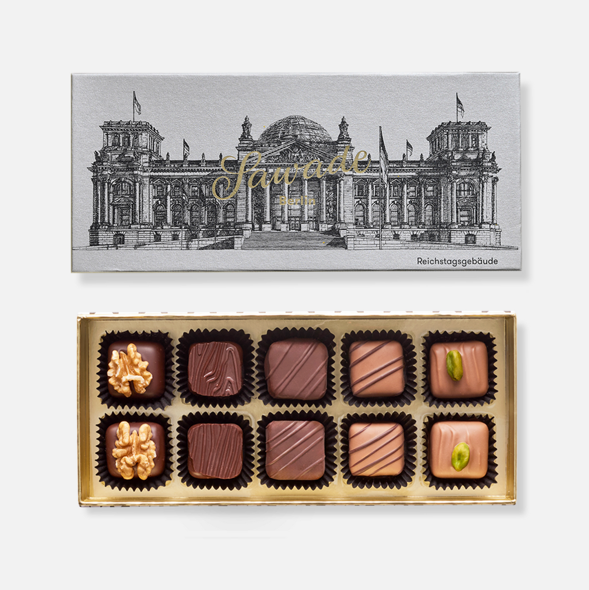 Foto vom Reichstag in Berlin mit Pralinen