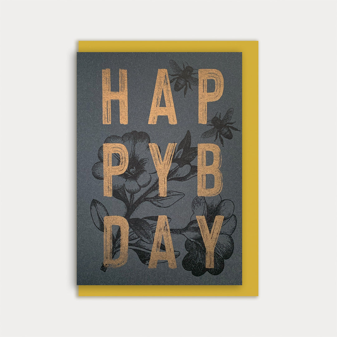 Klappkarte / Typo / Happy B-Day / Recyclingpapier - Togethery