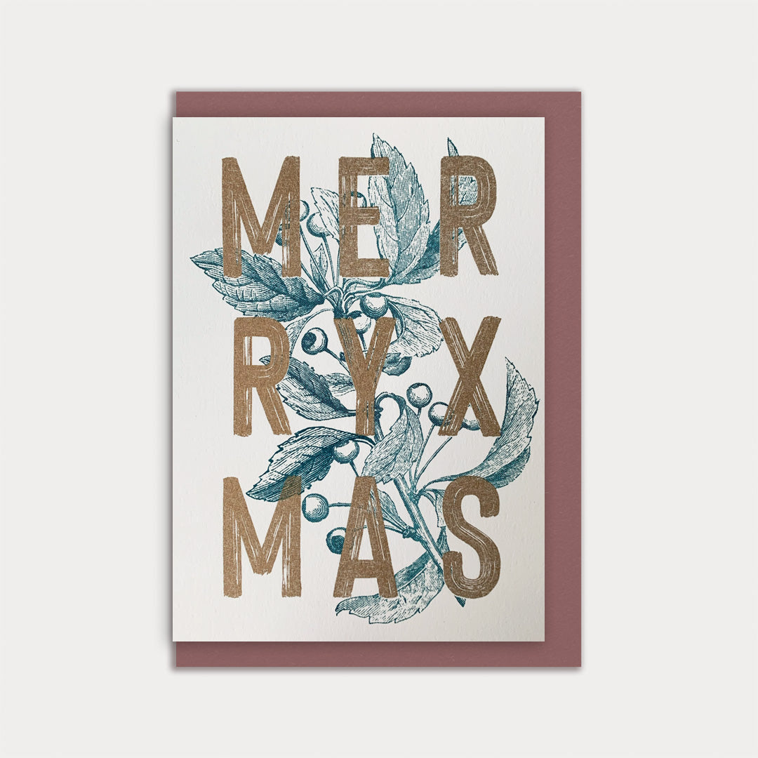 Klappkarte / Typo / Merry X-Mas / Recyclingpapier - Togethery