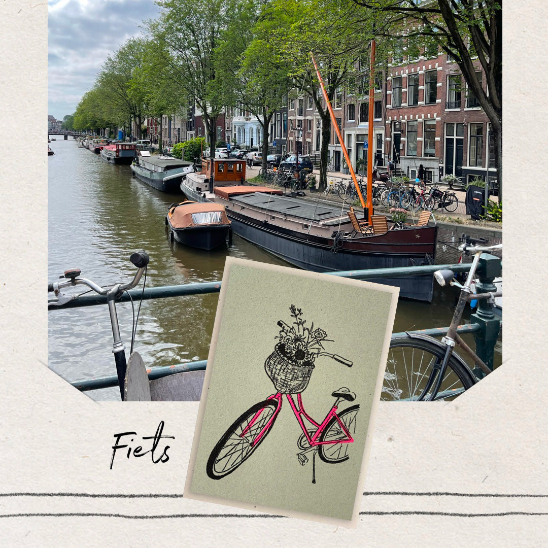 Fahrrad mit Blumenkorb / Karte mit Umschlag / A7 - Togethery