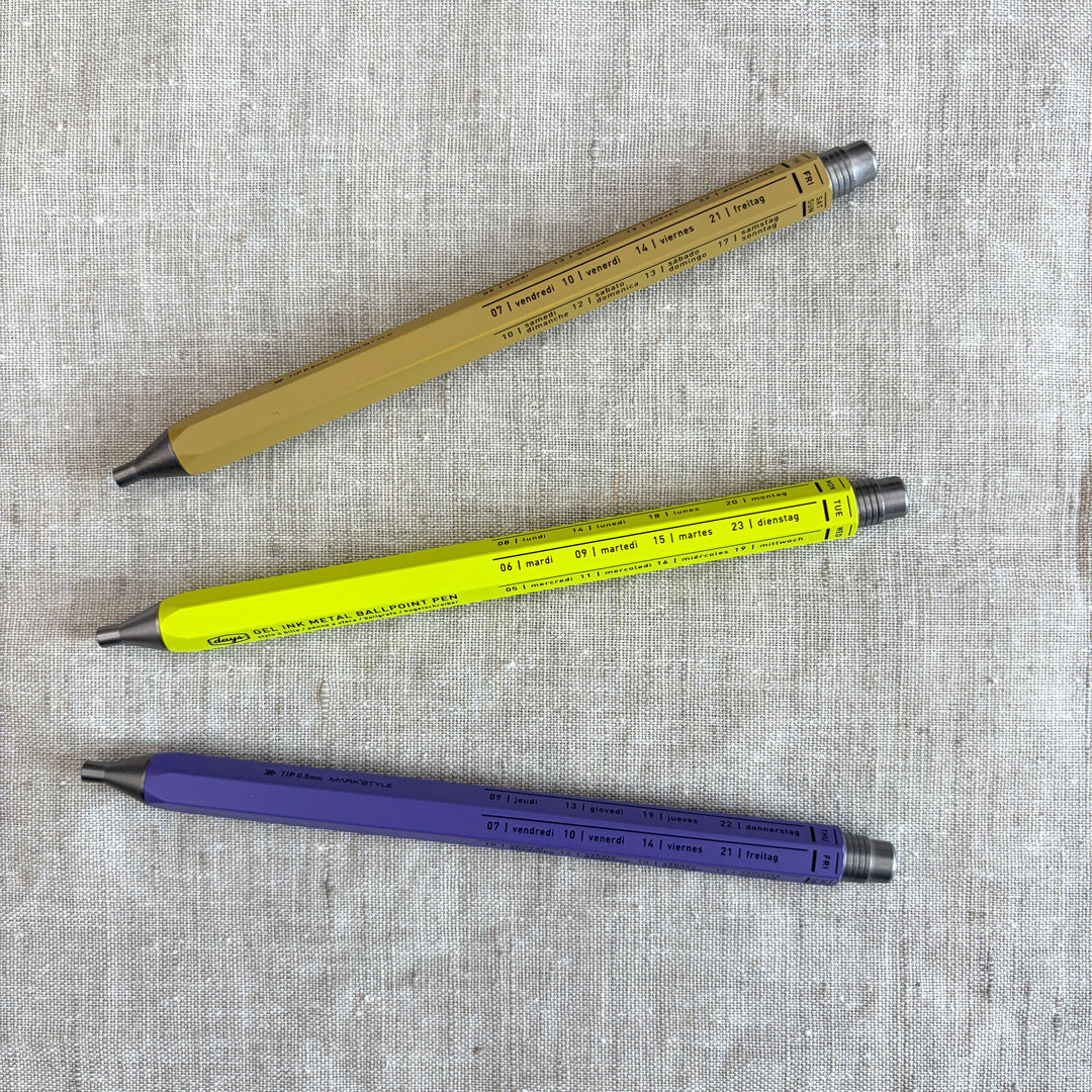 Gel-Kugelschreiber / Metal / Neon-Gelb / Lila / Goldbraun - Togethery