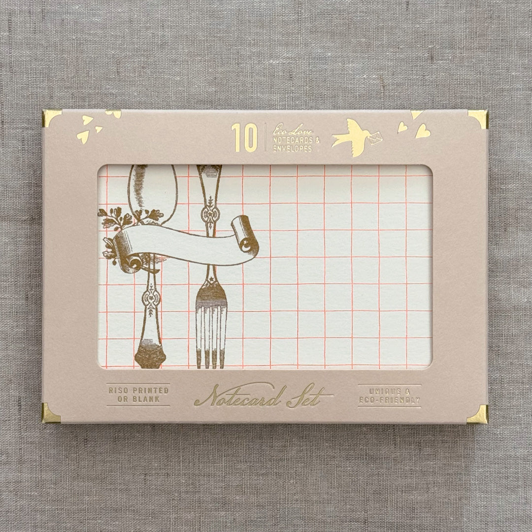 Notecard Set / Riso-Druck / Besteck / nachhaltig