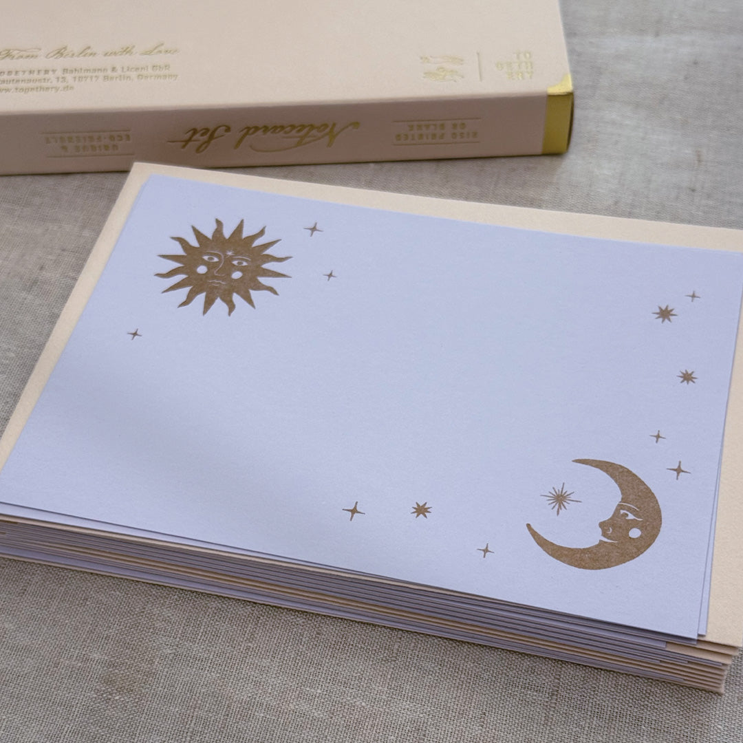 Notecard Set / Yoga / Sonne, Mond und Sterne, Yogastudio