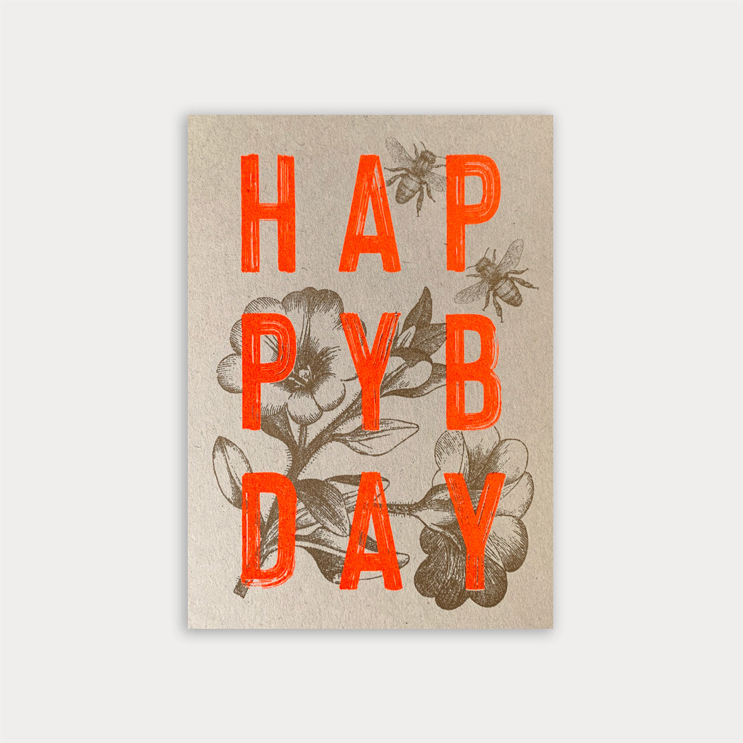 Postkarte / Typo / Happy B-Day - Togethery