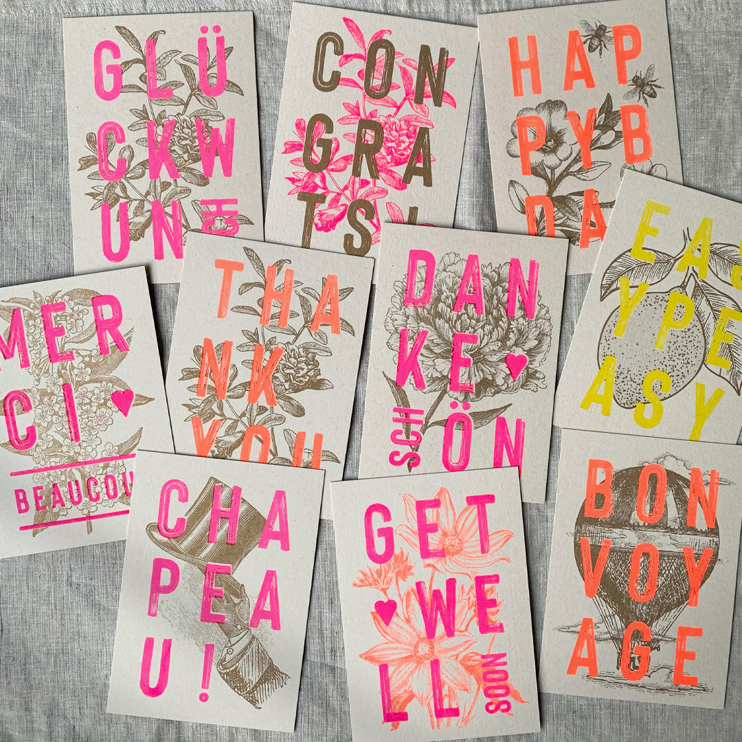 Postkarte / Typo / Happy B-Day / Ökopapier - Togethery