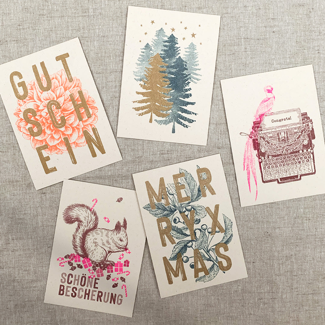 Postkarte / Typo / Merry Xmas / Teal - Togethery