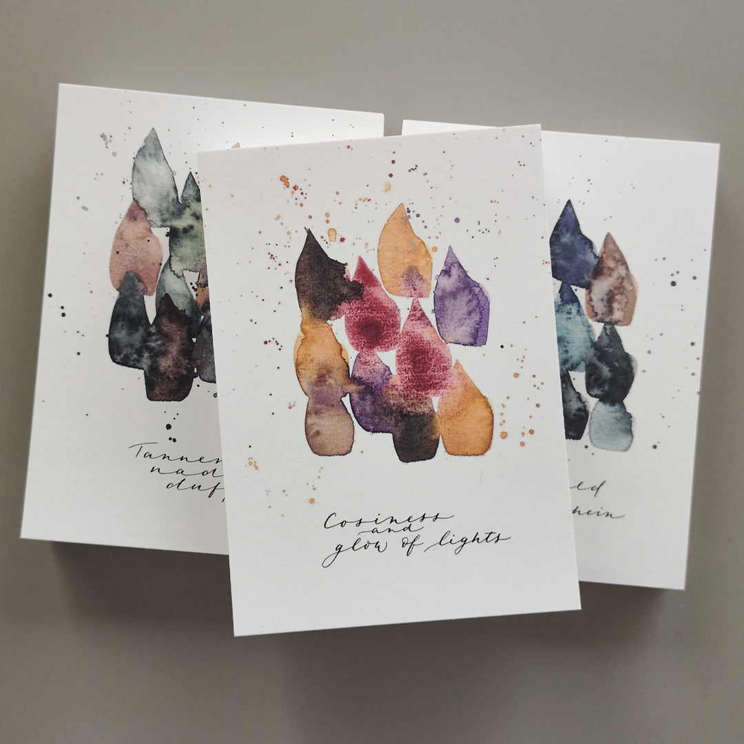 Postkarte / Weihnachten / Aquarell mit Kalligrafie