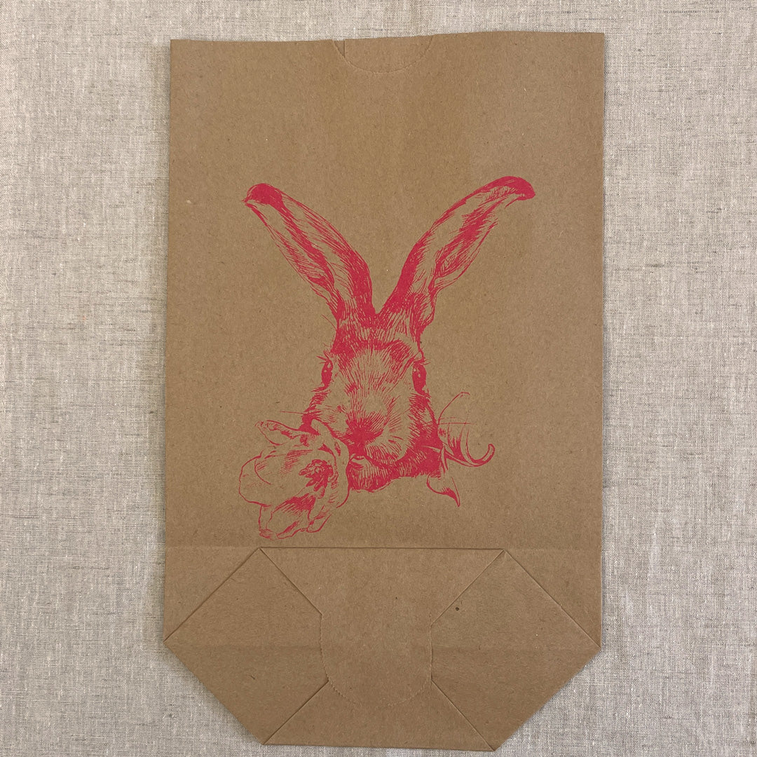 Kraftpapierbeutel Druck in Pink Hasenkopf