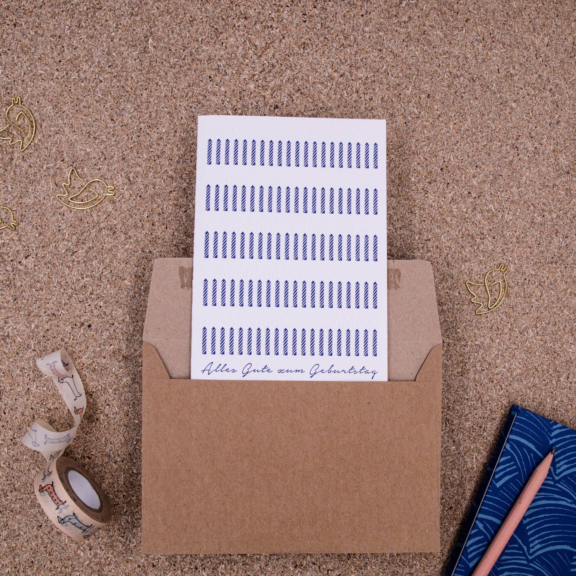 100 Kerzen / Letterpress A6 / Klappkarte mit Umschlag