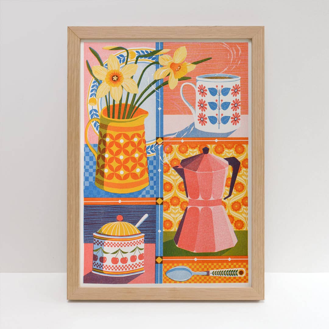 Riso Art Print / A3 / Kaffee & Narzisse - Togethery