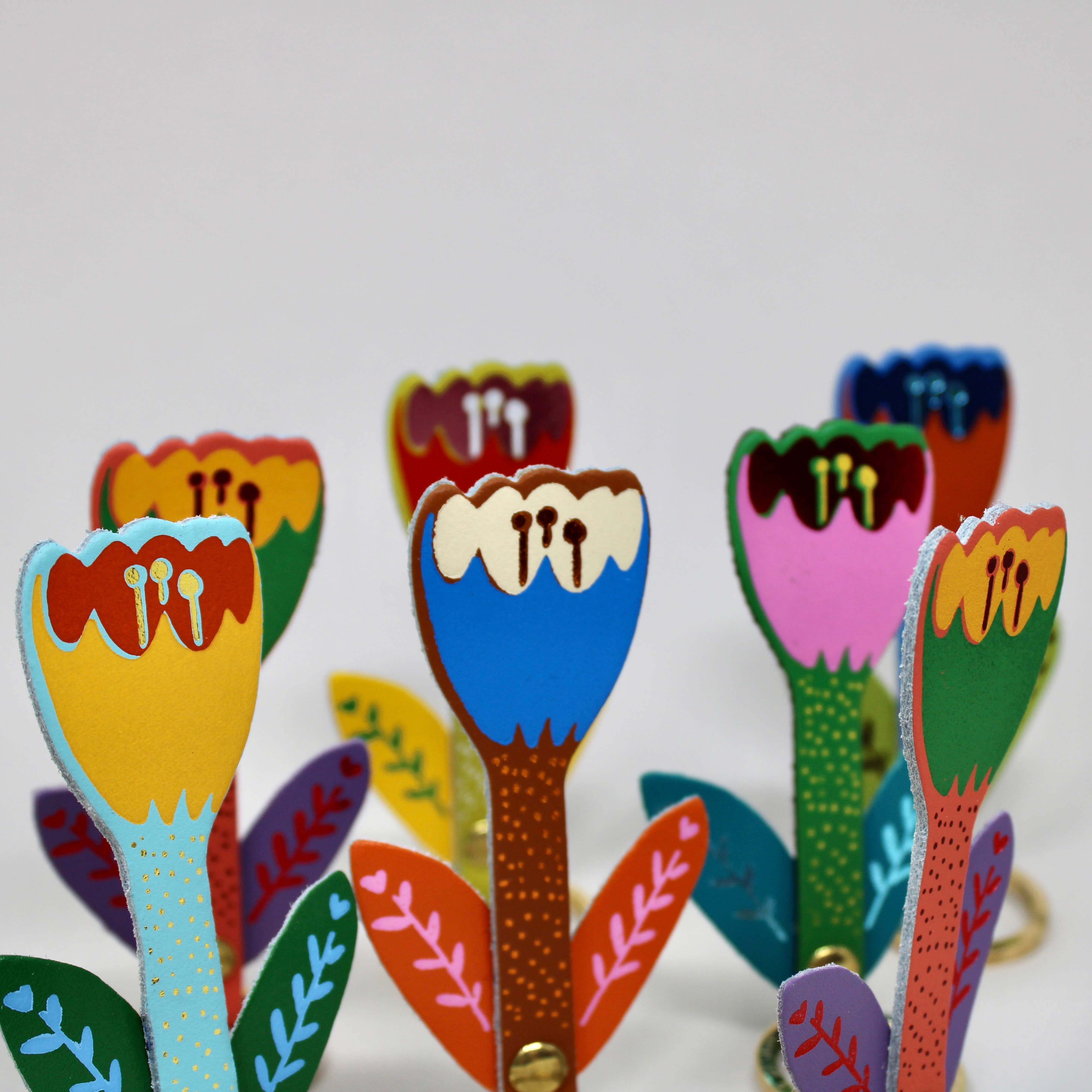 Schlüsselanhänger Leder Tulpe Blume