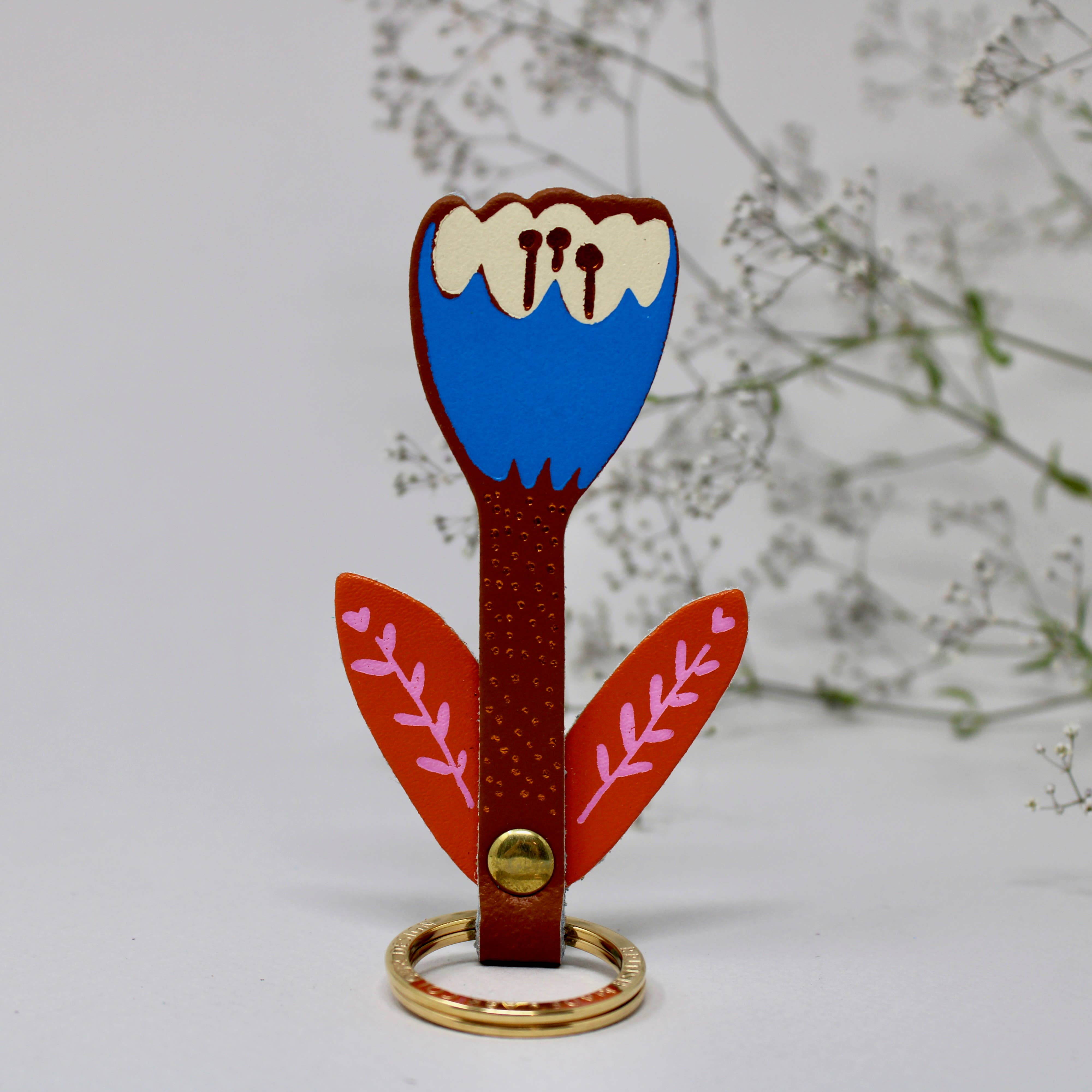Schlüsselanhänger Leder Tulpe Blume