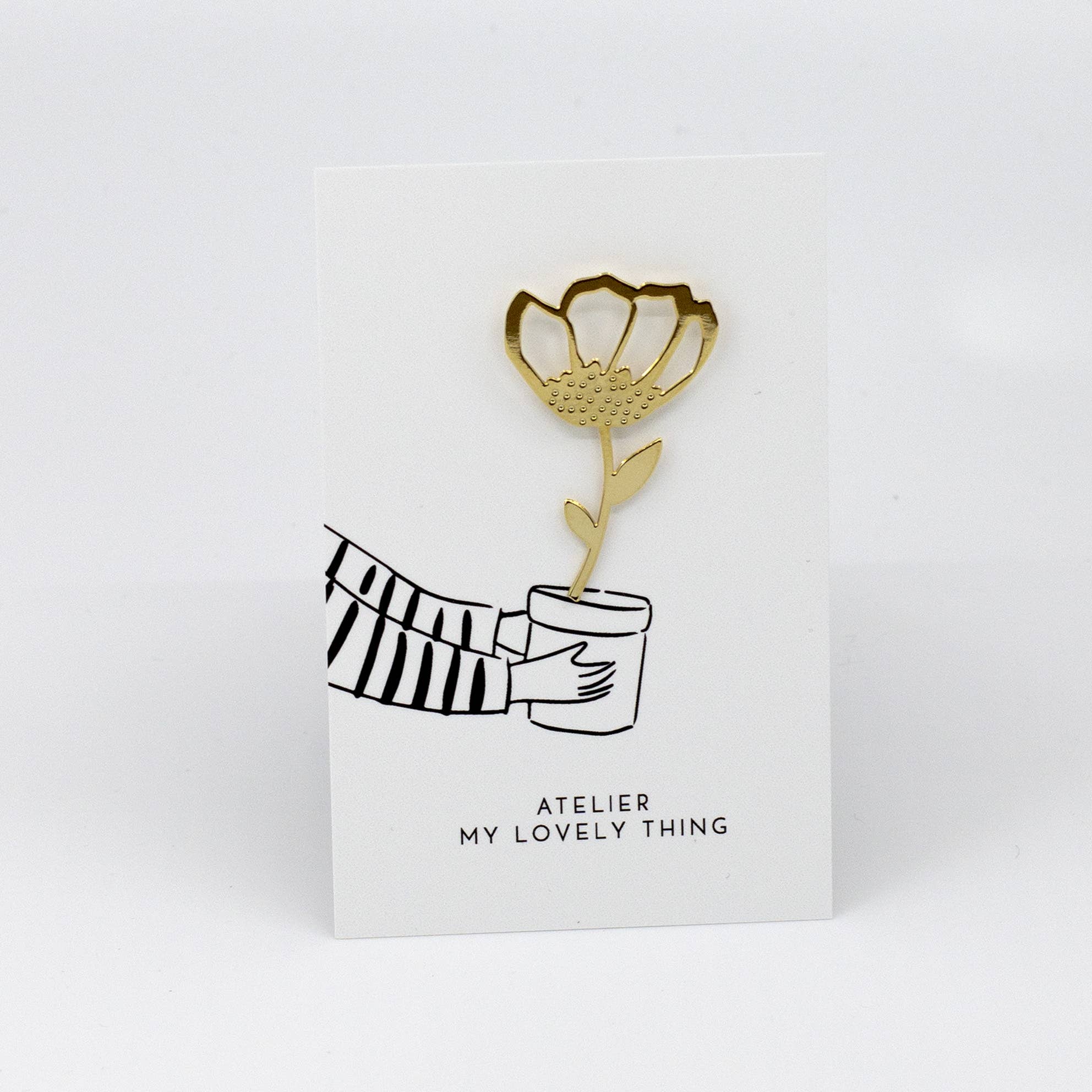 Pin / Blumentopf / aus Messing