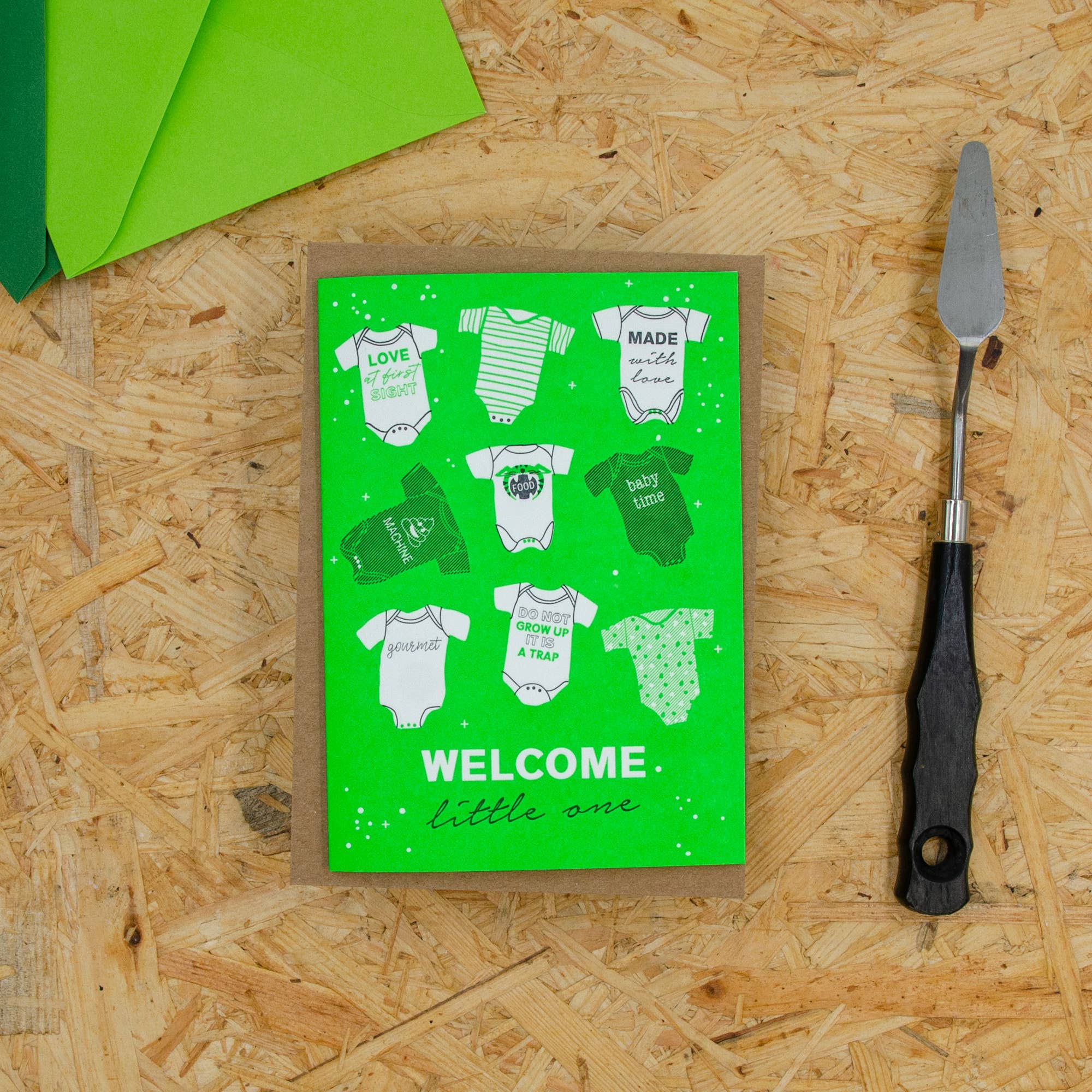 Baby Body / Letterpress Karte mit Umschlag / zur Geburt