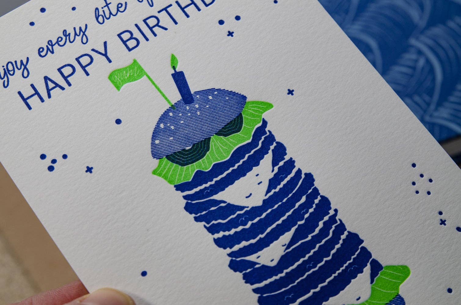 Enjoy every bite of happiness / Hamburger / Letterpress A6