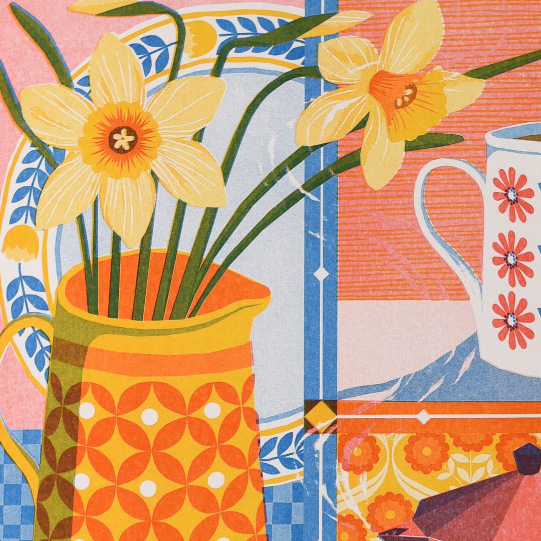 Riso Art Print / A3 / Kaffee & Narzisse - Togethery