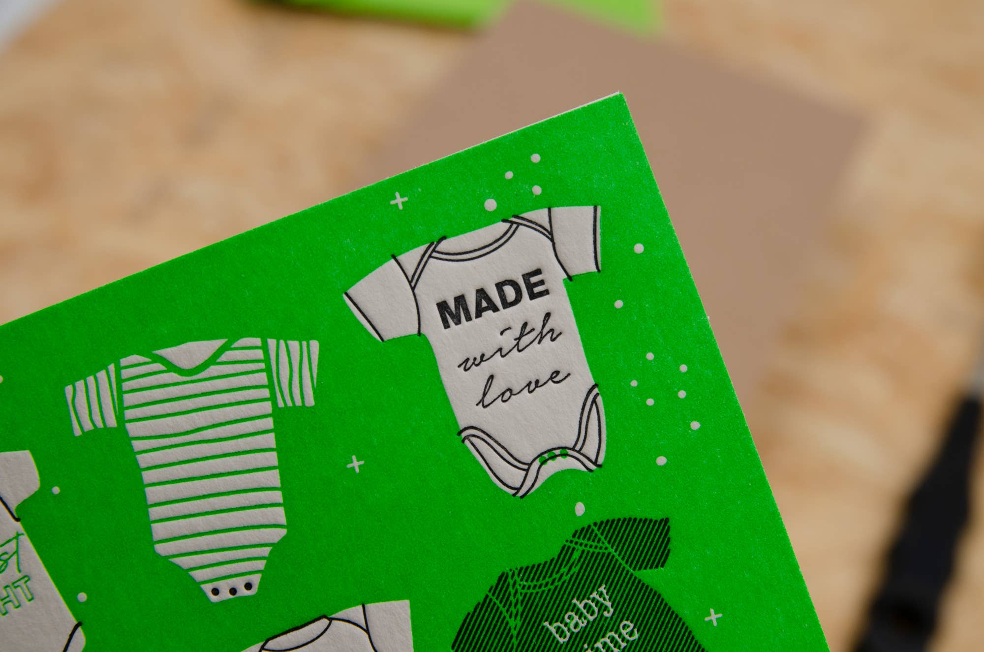 Baby Body / Letterpress Karte mit Umschlag / zur Geburt