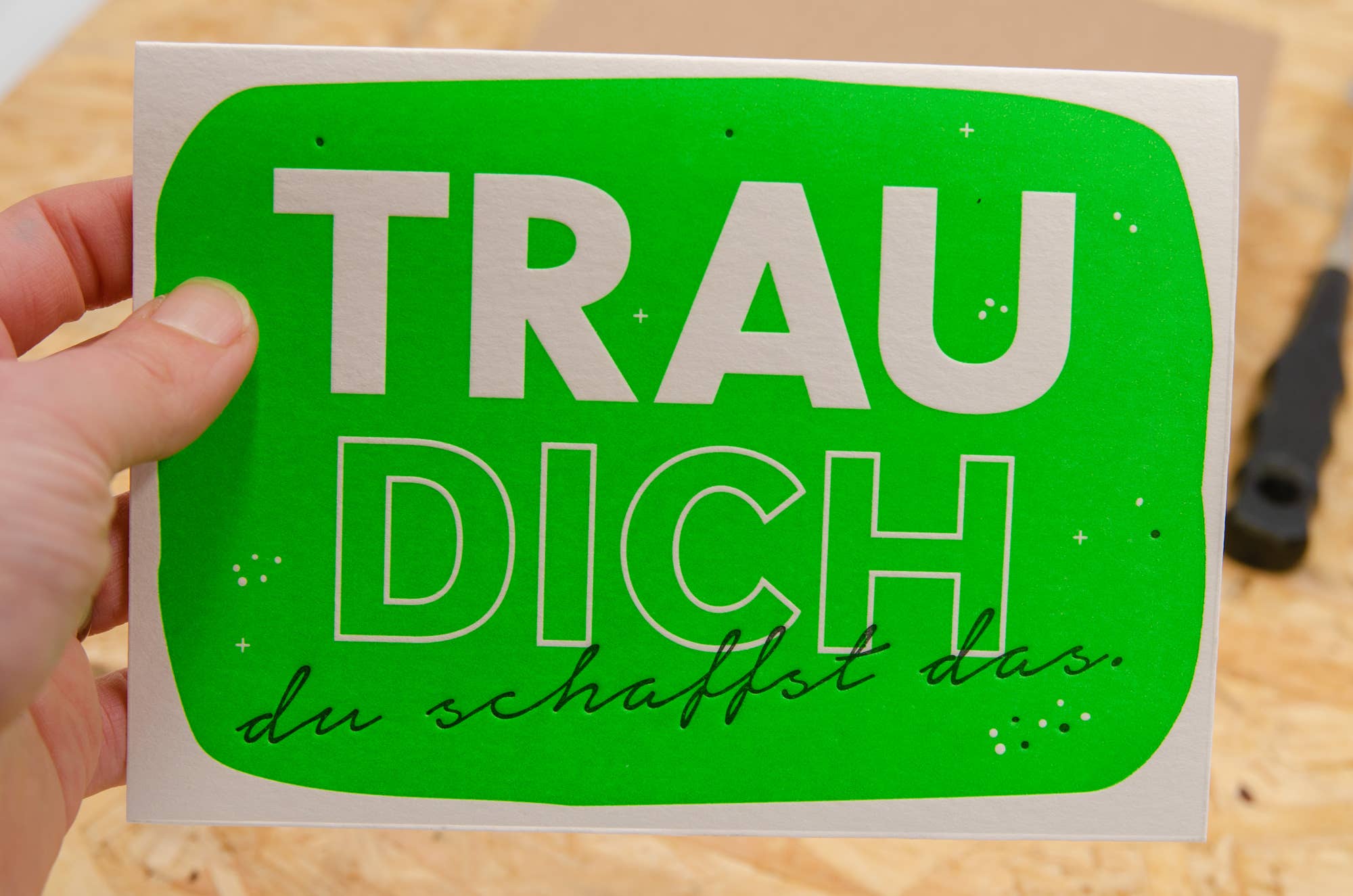 Trau Dich / Letterpress Grusskarte mit Umschlag