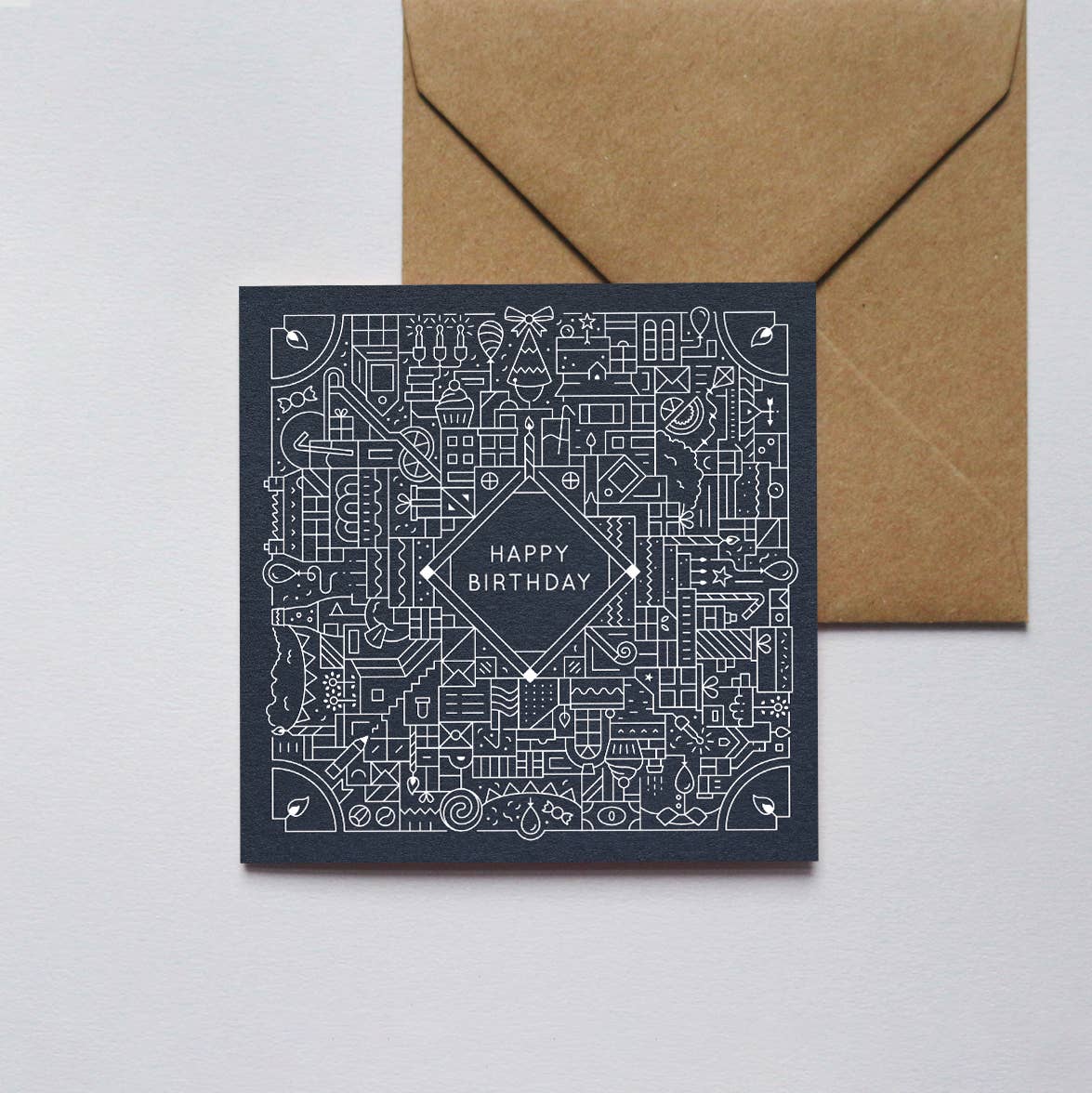 Glückwunschkarte zum Geburtstag mit Stadtmotiv