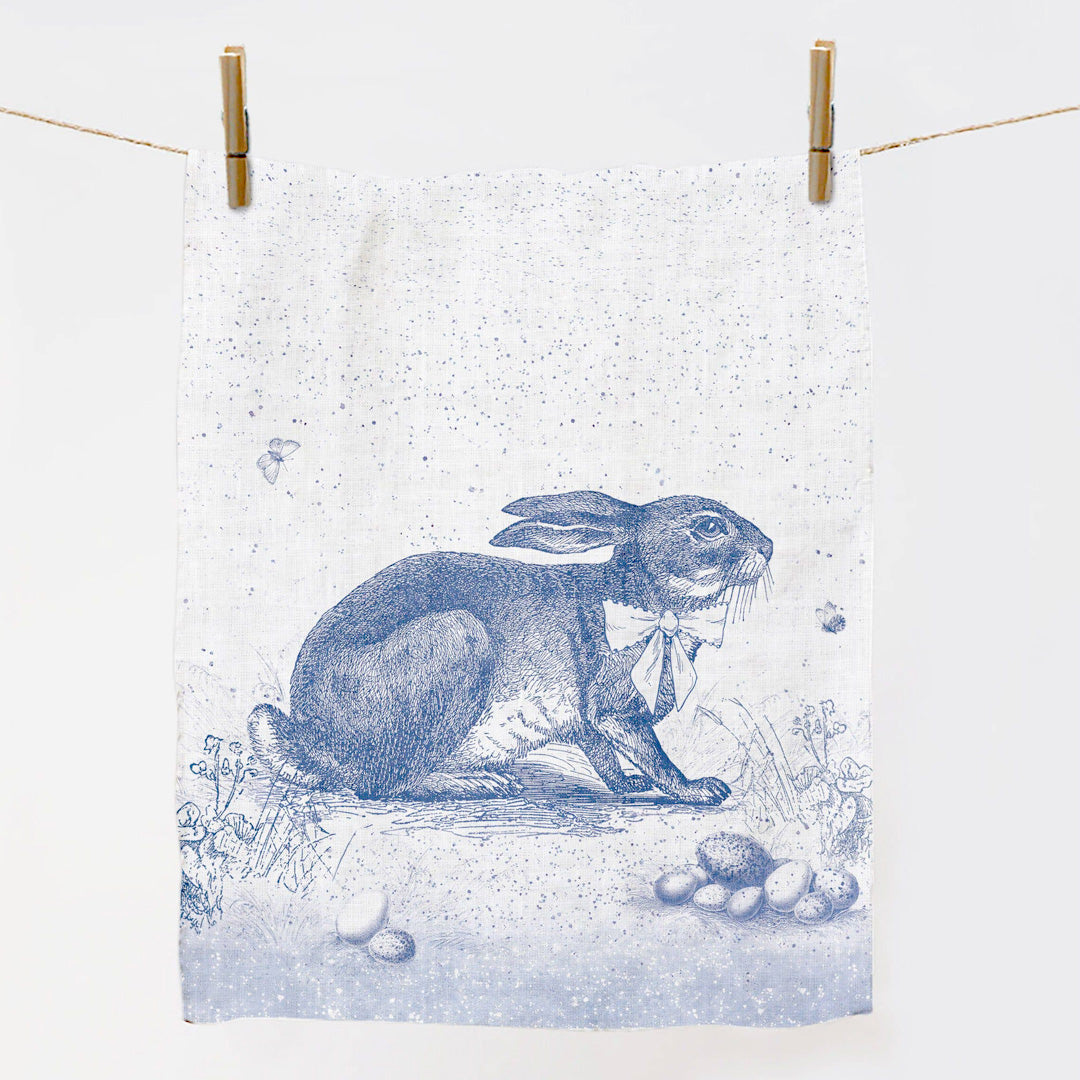 Handgefertigtes Hasen-Geschirrtuch / Leinen / mit Haken