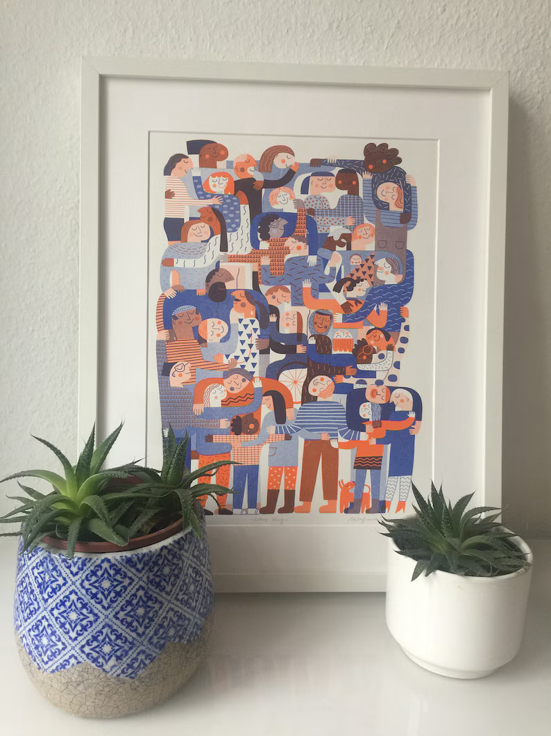 Art Print / A3 / Group Hug / Mina Braun