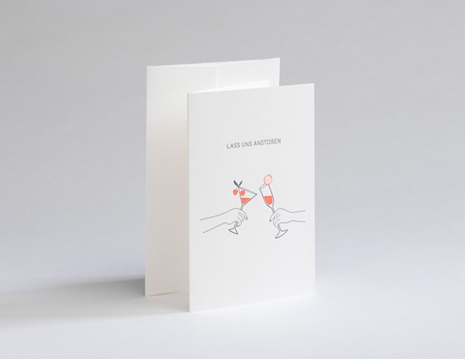 Grußkarte Letterpress - Lass uns Anstoßen Gmund