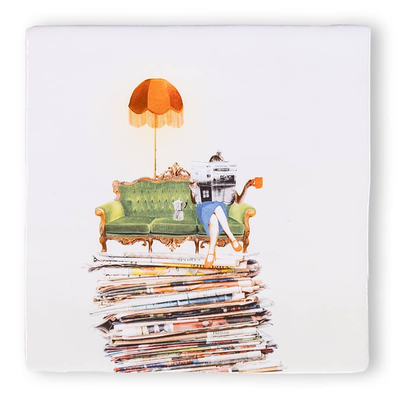 Story Tiles Fliese Bücherwurm