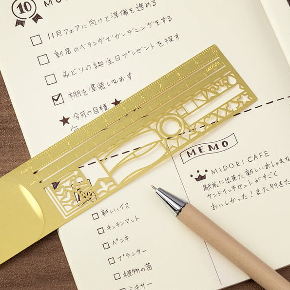 Midori / Lineal / Lesezeichen / Gold mit Motiven - Togethery