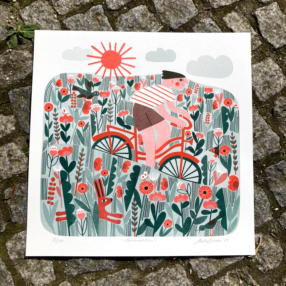Fahrrad Blumen Hase