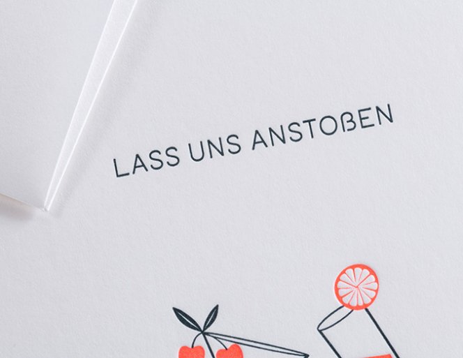 Grußkarte Letterpress - Lass uns Anstoßen Gmund
