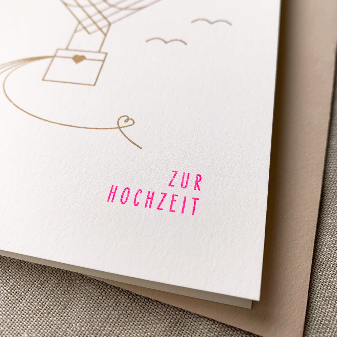 Klappkarte / Heißluftballon / Zur Hochzeit / Naturpapier - Togethery