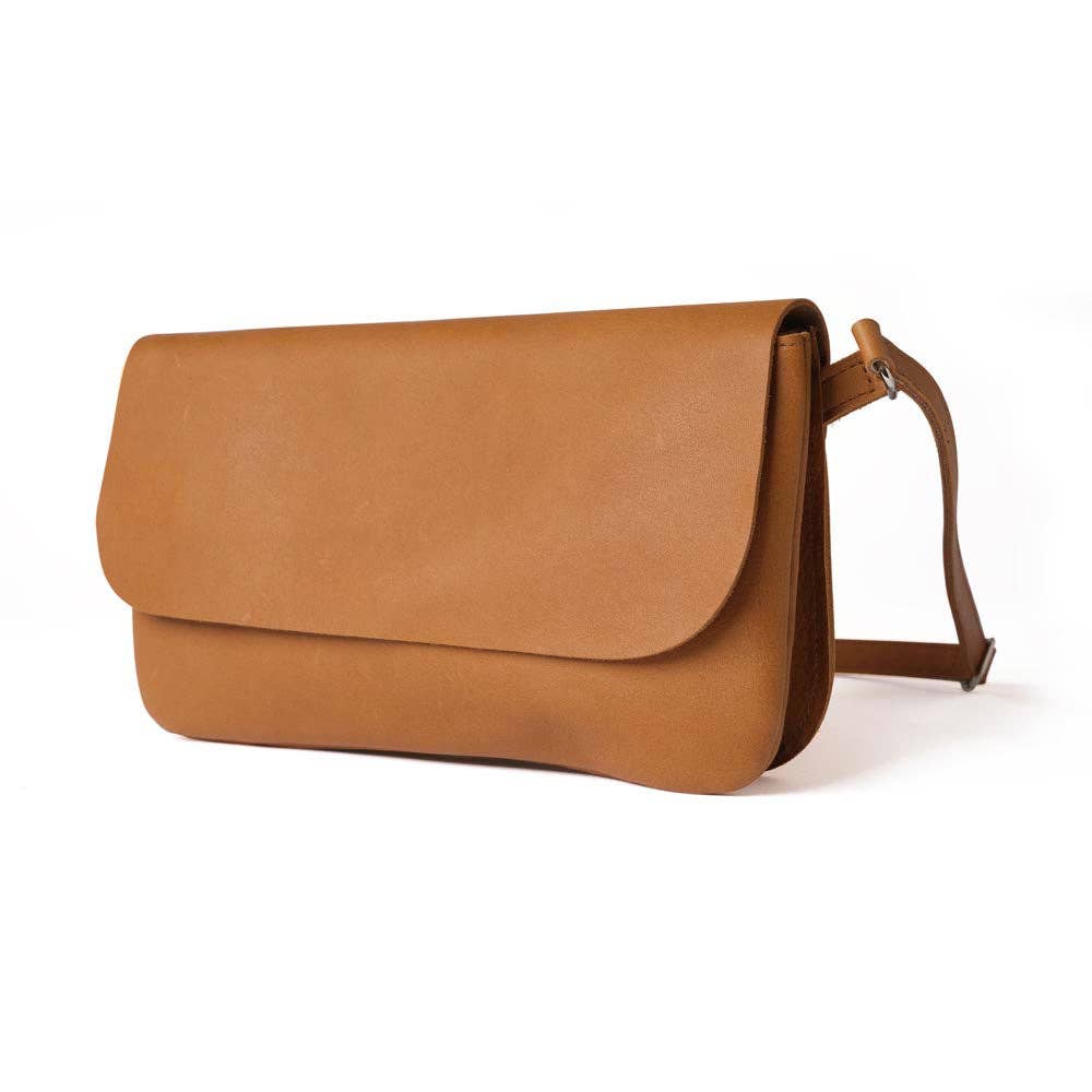 Tasche / Double Up / Cognac-Used-Look / Siebdruck innen